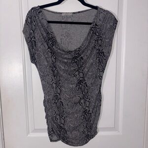 Women’s Snake-Print Draped Neck Top - Gray